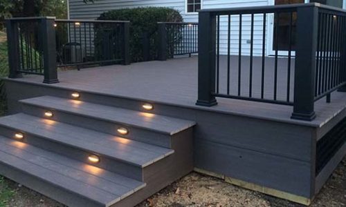 new deck and stairs with lighting from Von Tobel
