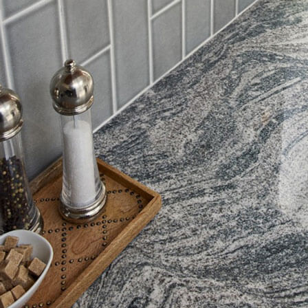 Granite kitchen countertop with salt and pepper