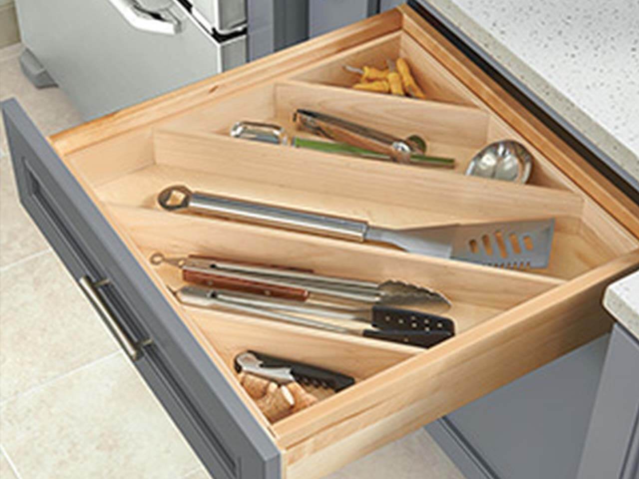 kitchen cabinet built in storage options for utensils