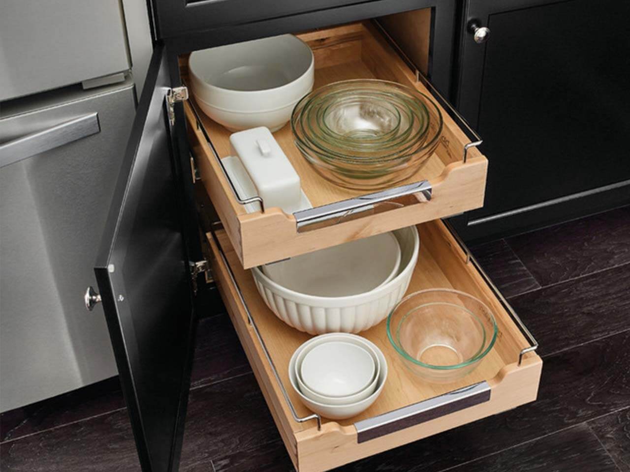 kitchen cabinet built in storage options for pull out shelving