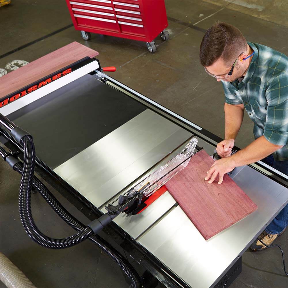 A man using a SawStop Table Saw