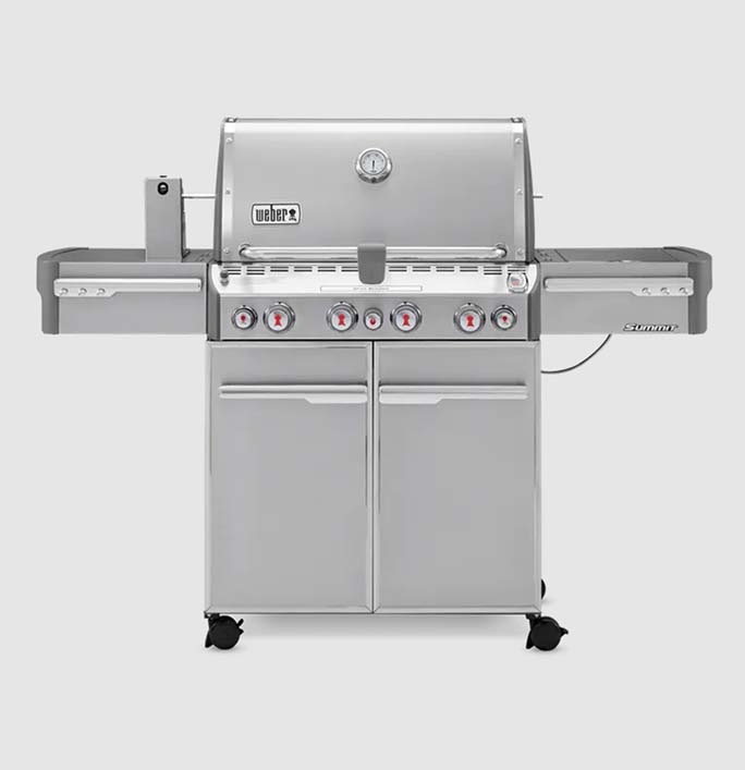 Silver and chrome Weber Summit S 470 gas grill