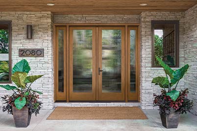 Wood and fluted glass Thermatru Exterior door