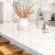 Cream marble large kitchen island countertop
