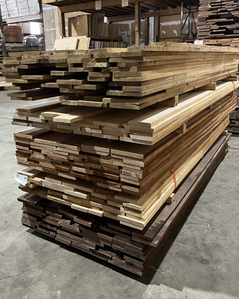 Stacked hardwood lumber at Von Tobel