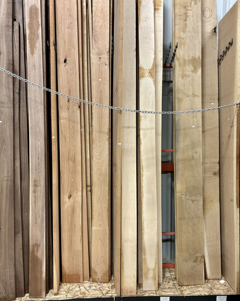 Hardwood lumber selection at Von Tobel