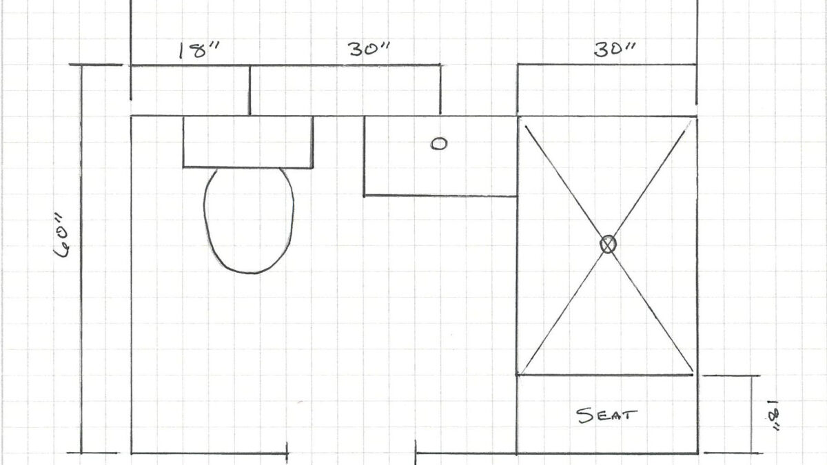 Sketch of bathroom floor plan