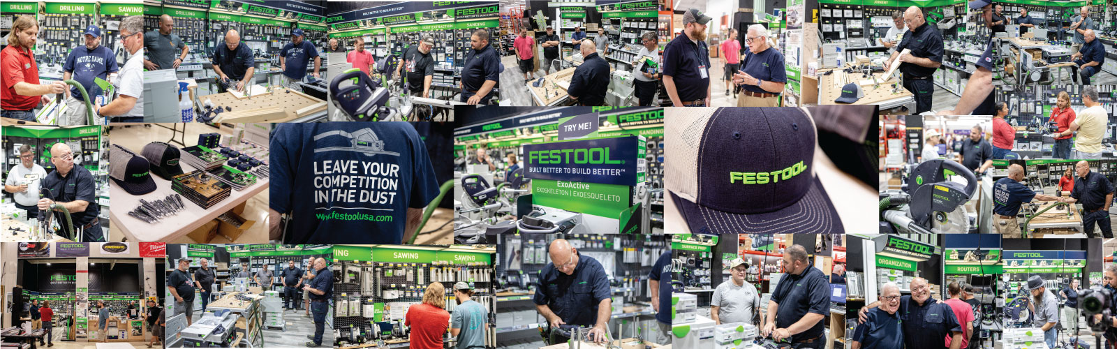 Collage of Festool events at Von Tobel